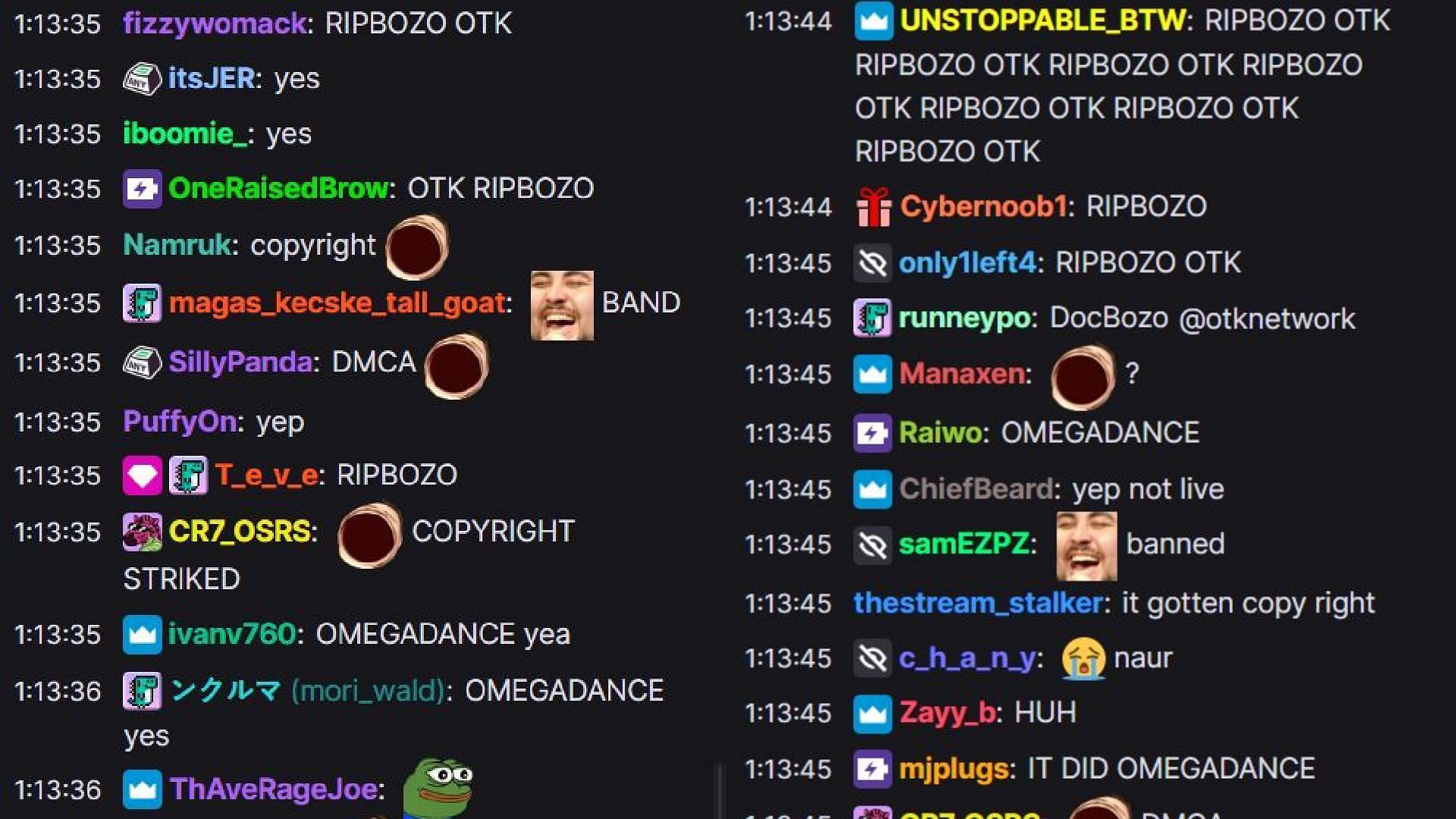 Fans making fun of the ban in chat (Image via Nmplol/Twitch)